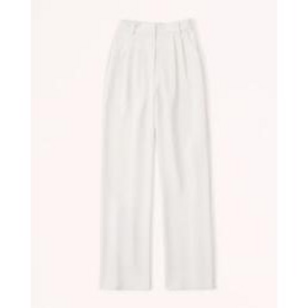 Abercrombie & Fitch A&F Sloane Tailored Premium Crepe Pant in Cream